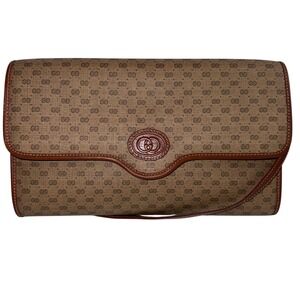 Gucci Micro-GG Crossbody‎ Bag Women Brown Vintage Coated Canvas 004-106-0146